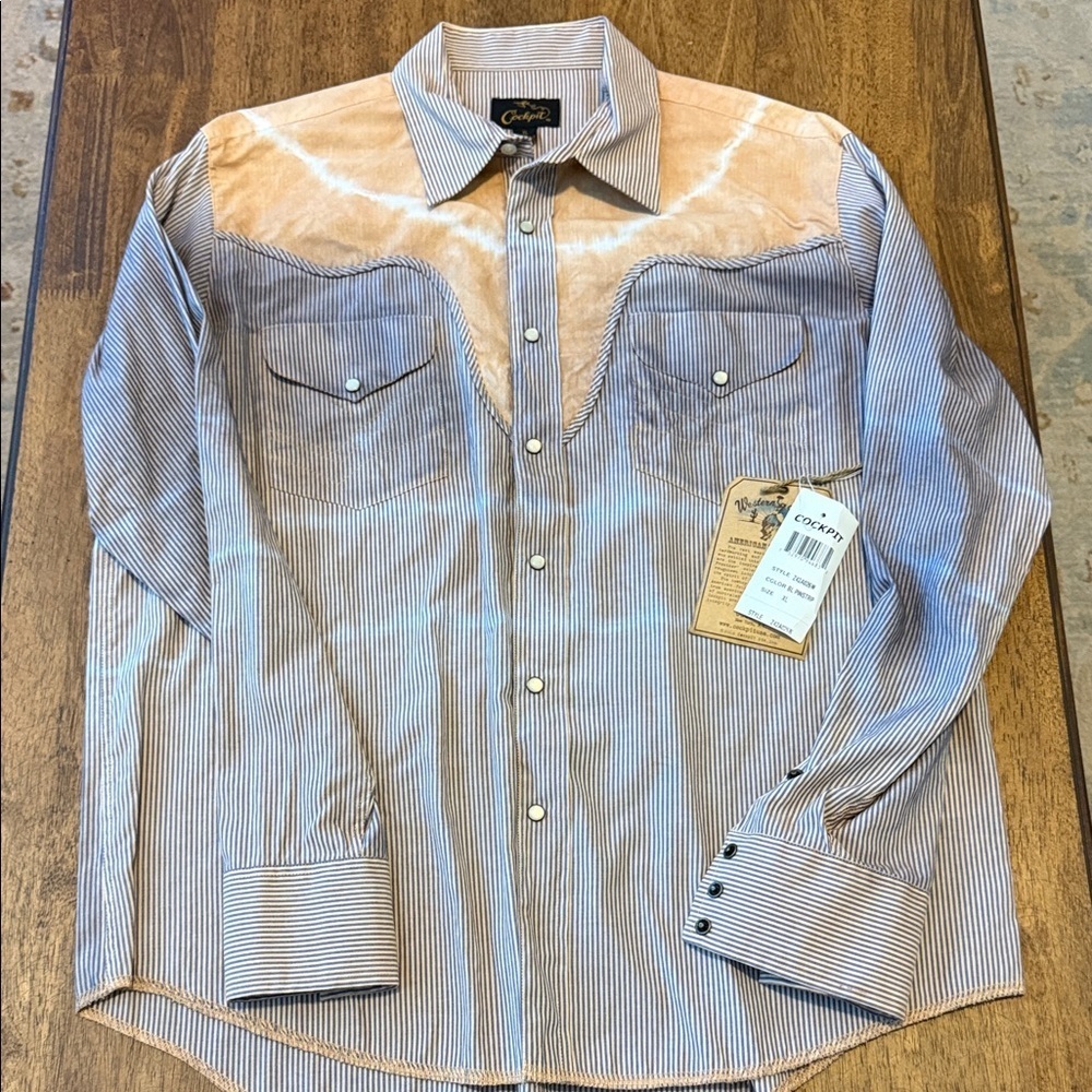Men's Vintage Striped Shirt - Purple and Tan